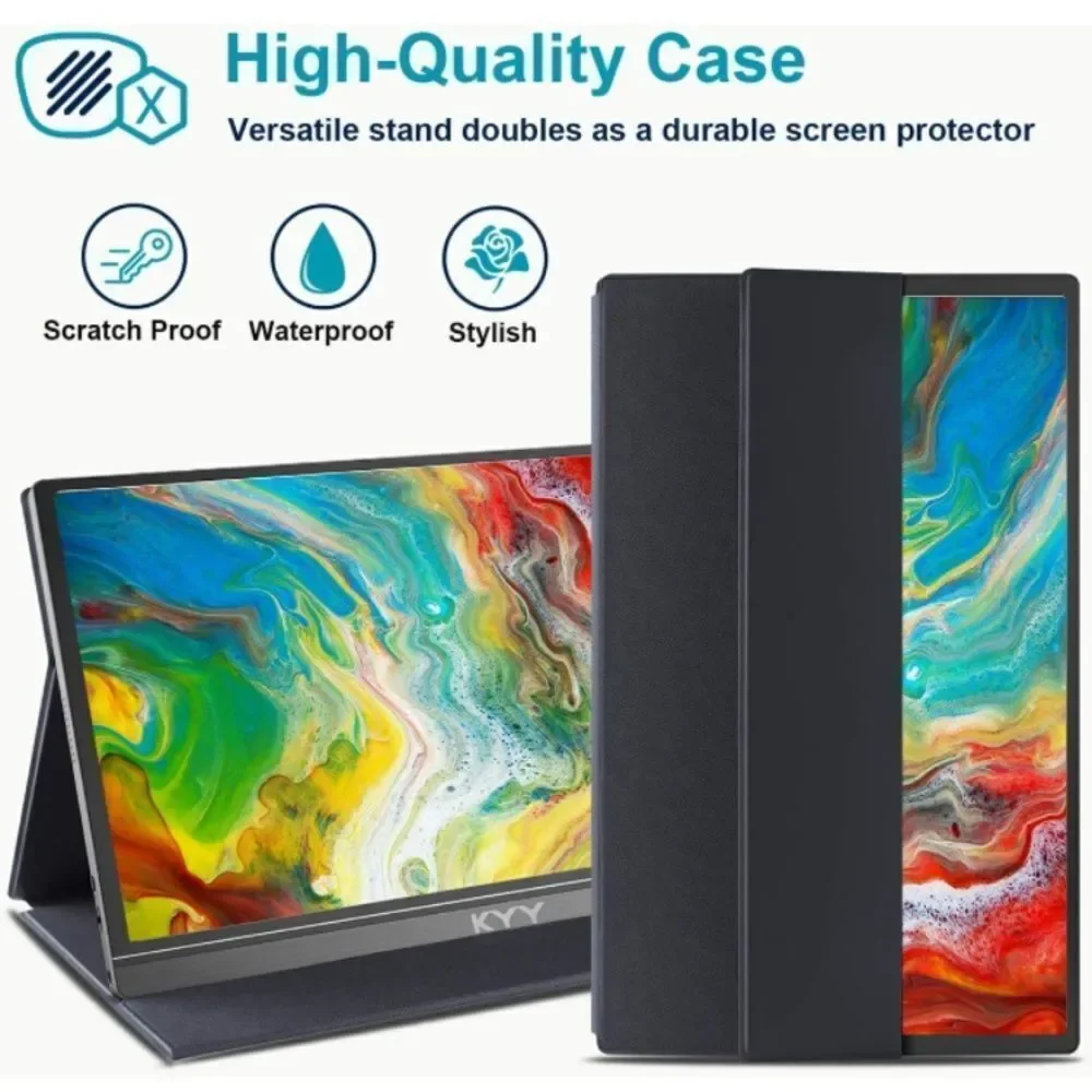 KYY Portable Monitor Display Gaming Monitor w/Premium Smart Cover, Speakers